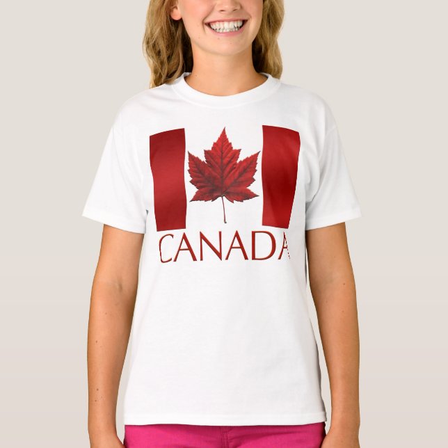 T-shirts Canada Flag Girls Enfants Canada Souvenir (Devant)