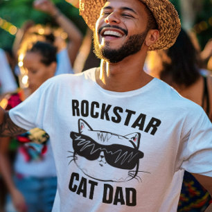 T-shirts CAT DAD ROCKSTAR