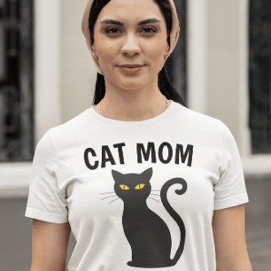 T-shirts CAT MOM en chat noir