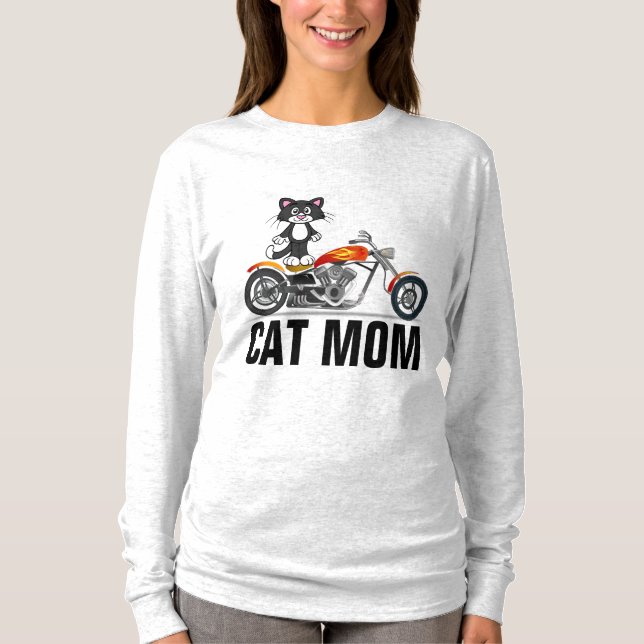 T-shirts CAT MOM Ladies Motorcycle Biker (Devant)