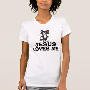 T-shirts Christian Cat, JÉSUS ME AIME Kitten
