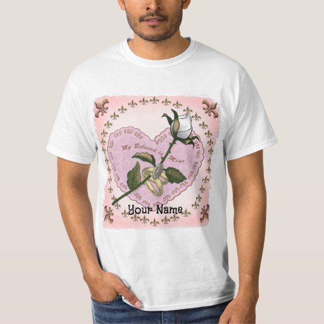 T-shirts cœur de rose adorés (Devant)