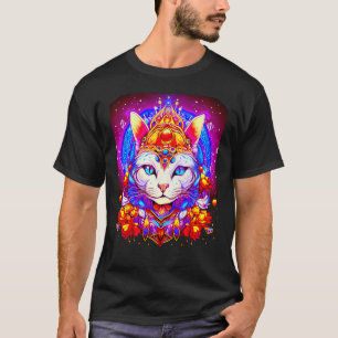 T-shirts Cosmic Kitty Chat royal avec couronne dor