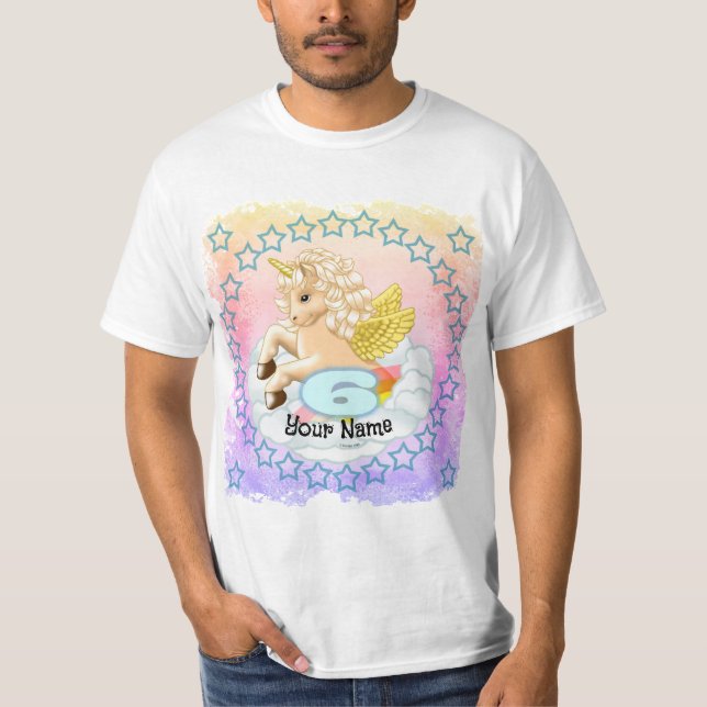 T-shirts d'anniversaire de l'Unicorne âgés de 6 an (Devant)