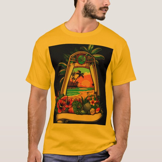T-shirts d'art de tatouage de plage inspirés par J (Devant)