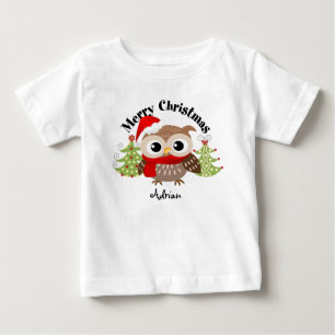 T-shirts de bébé de hibou de Joyeux Noël
