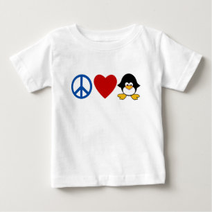 T-shirts de bébé de pingouin d'amour de paix,