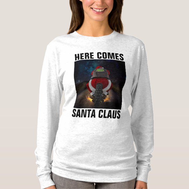 T-SHIRTS DE BIKER CHRISTMAS PÈRE NOËL SUR MOTOCYCL (Devant)