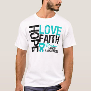 T-shirts de Cancer ovarien de foi d'amour d'espoir