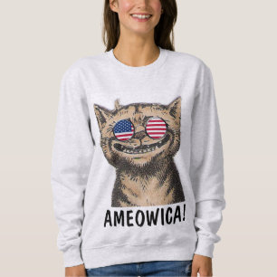 T-shirts de chat drôles patriotiques, AMEOWICA !