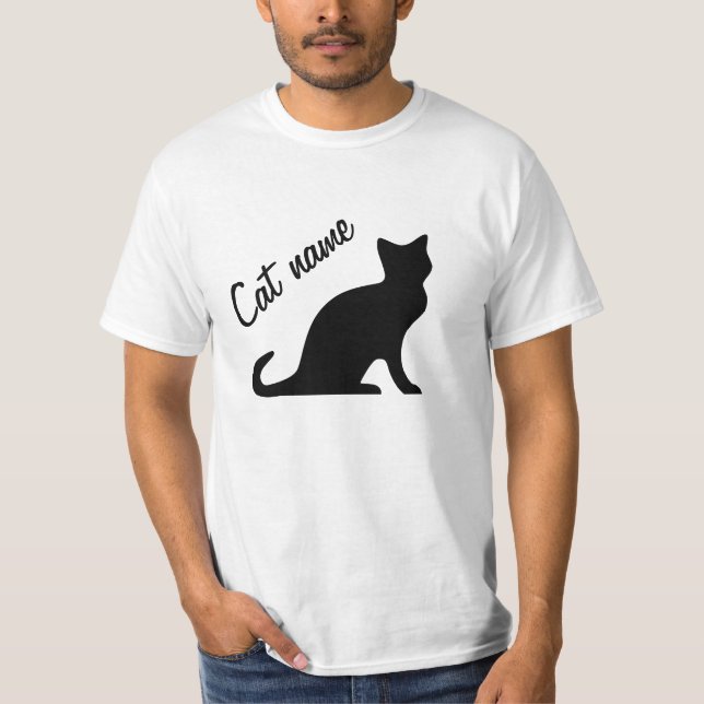 T-shirts de chat noir avec nom de animal de compag (Devant)
