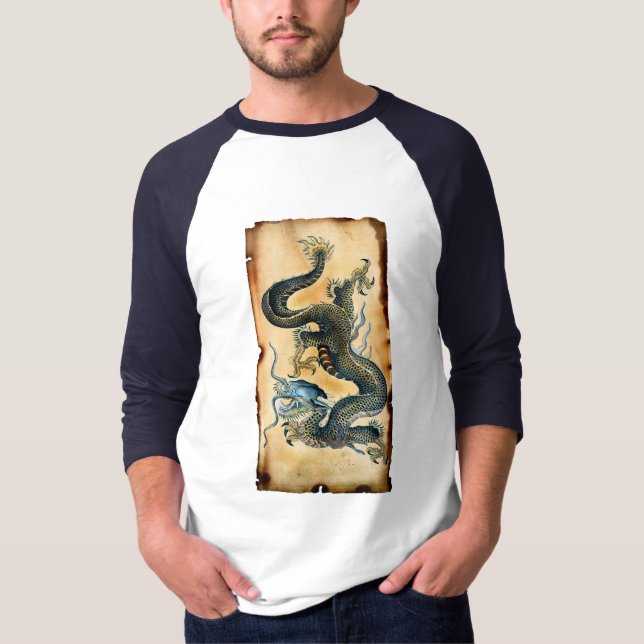 T-shirts de dragon de parchemin ASIATIQUE (Devant)