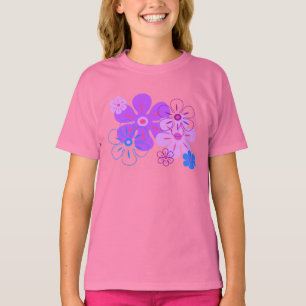 T-shirts de fille tropicale de pluie de fleurs