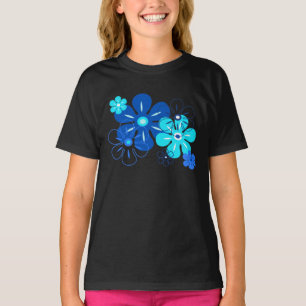 T-shirts de fille tropicale de pluie de fleurs