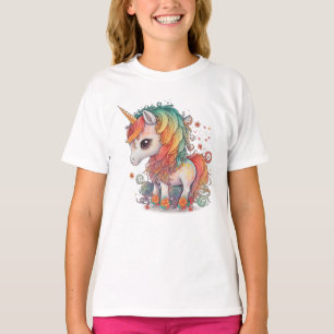 t-shirts de filles d'art à la licorne mignonne