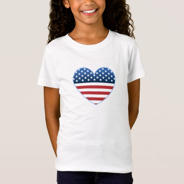 T-shirts de filles de drapeau de coeur des (Devant)
