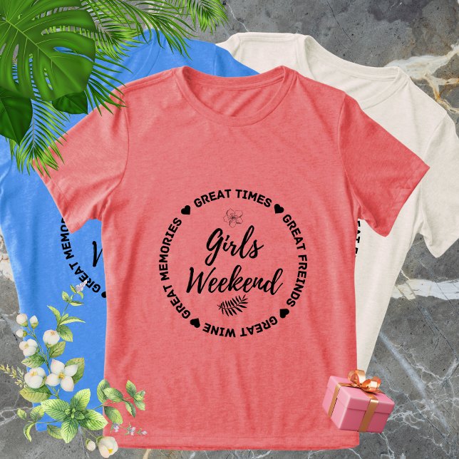 T-Shirts de fin de semaine pour filles - Grand sou (Matching Girls Weekend Trip T-Shirts - Great Memories & Weekend Vibes Tee)