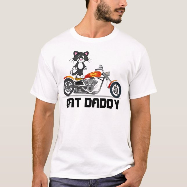 T-shirts de motard de papa de chat, moto (Devant)