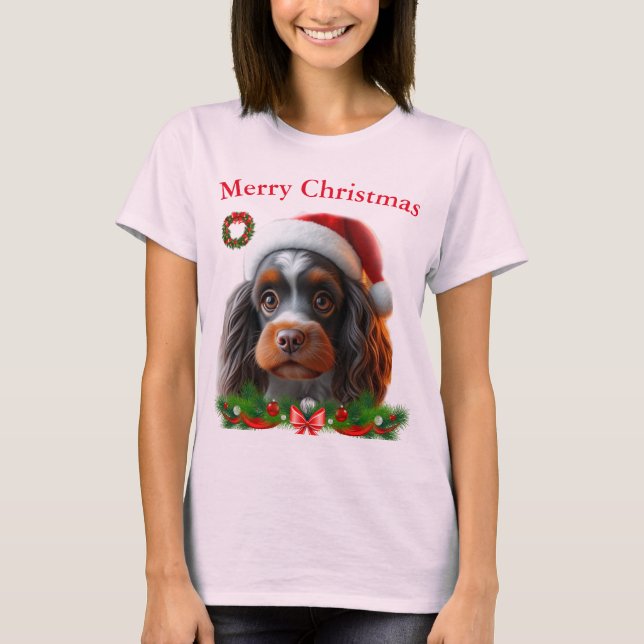 T-shirts de Noël chiens mignons (Devant)