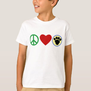 T-shirts de pattes de chiot d'amour de paix,