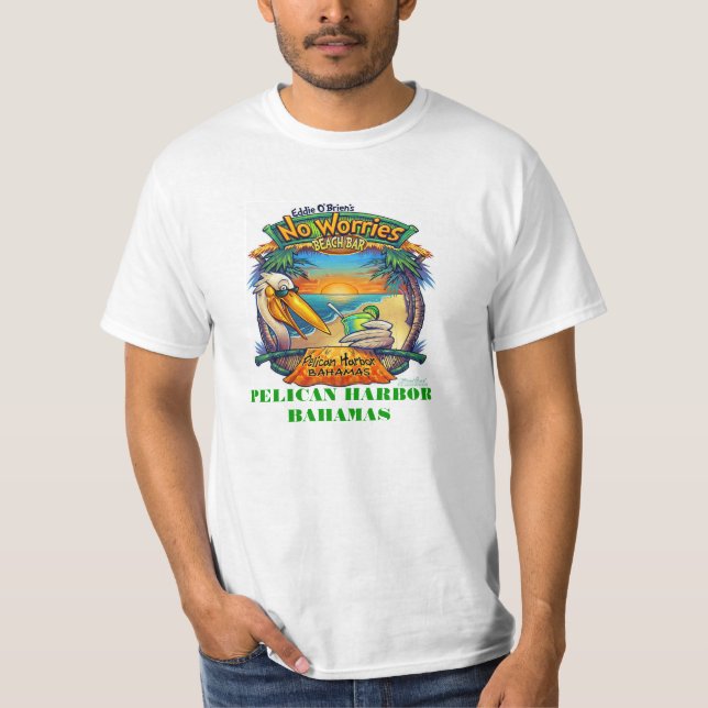 T-SHIRTS DE PLAGE - PORT BAHAMAS DE PÉLICAN (Devant)