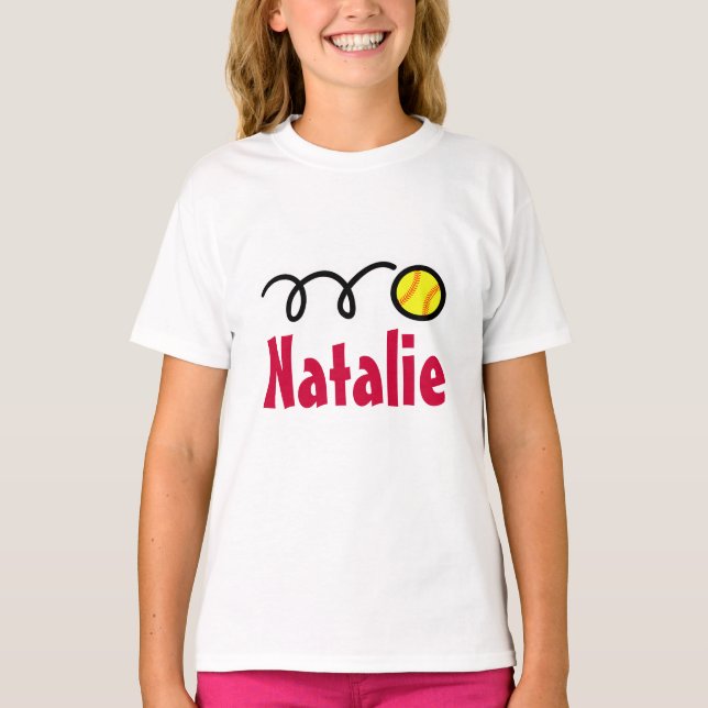 T-shirts de softball pour enfants pour filles | No (Devant)