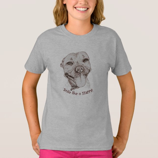 T-shirts de Staffy de sourire (Devant)