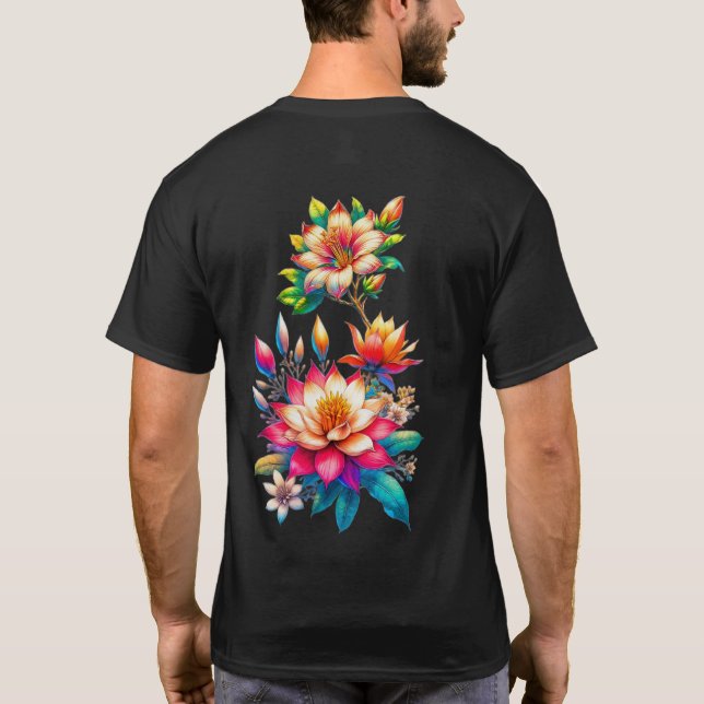 T-Shirts Design "Farbenfrohe Blumenillustration" o (Rückseite)