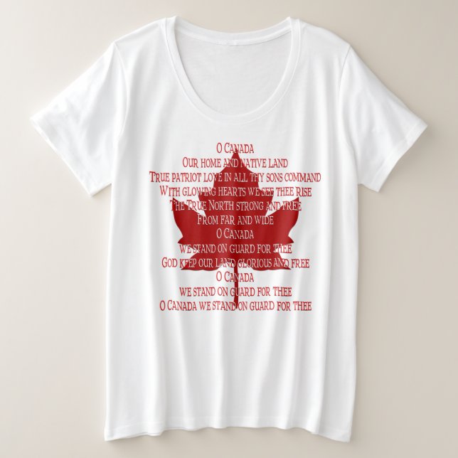 T-shirts d'hymne du Canada Plus Taille Chemise du  (Design devant)