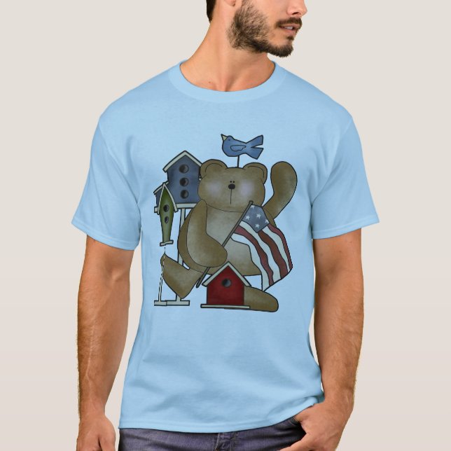 T-shirts d'ours de nounours 4 juillet (Devant)