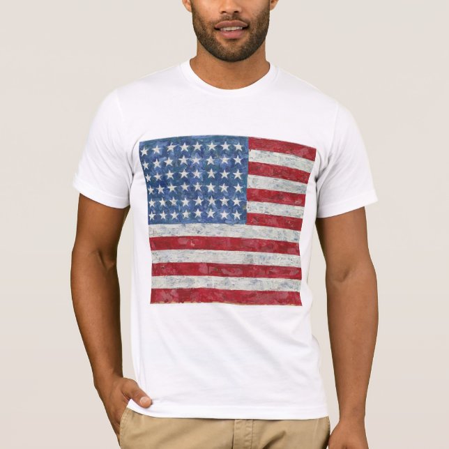 T-Shirts - Drapeau américain peint à la main (Devant)