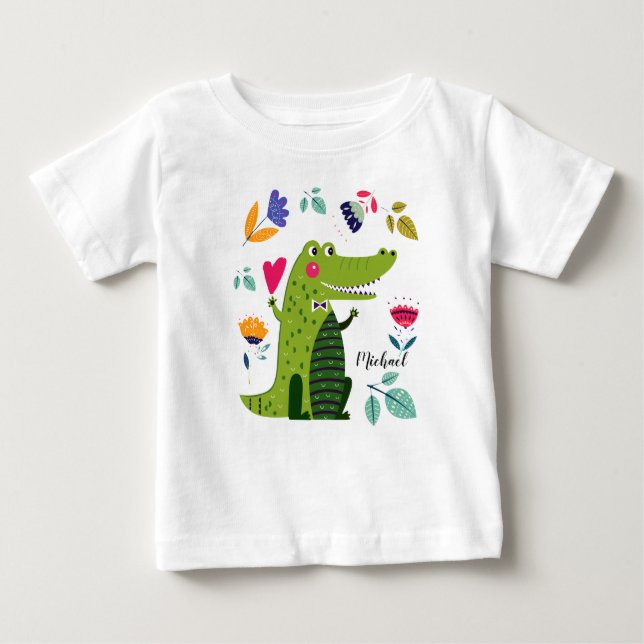 T-shirts drôle de bébé de cadeau de crocodile (Devant)
