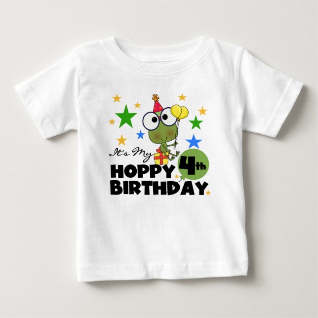 T-shirts et cadeaux 4th Birthday Frog Hoppy (Devant)