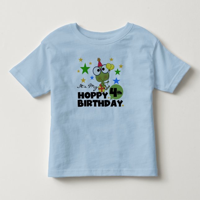 T-shirts et cadeaux 4th Birthday Frog Hoppy (Devant)