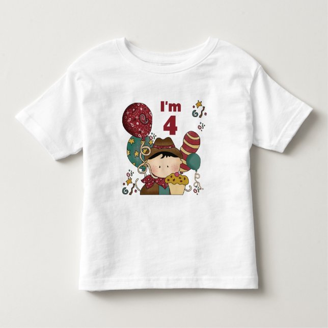 T-shirts et cadeaux Cowboy 4e anniversaire (Devant)