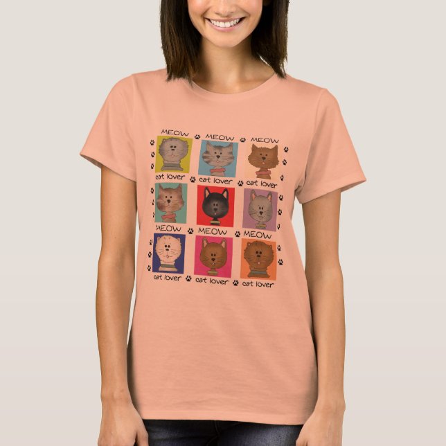 T-shirts et cadeaux d'amoureux des chats de Meow (Devant)