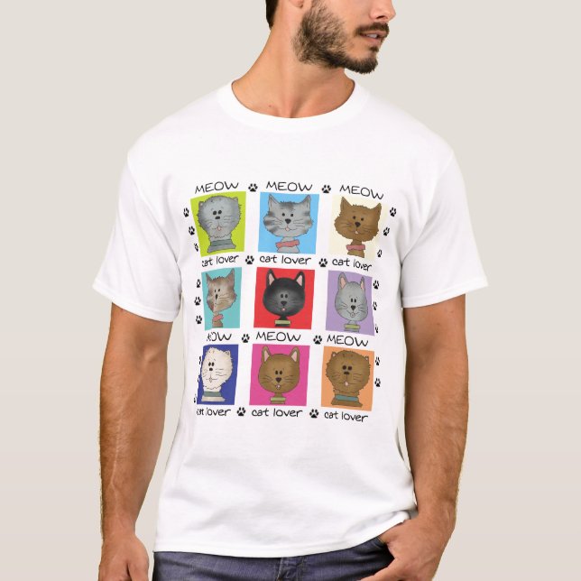 T-shirts et cadeaux d'amoureux des chats de Meow (Devant)