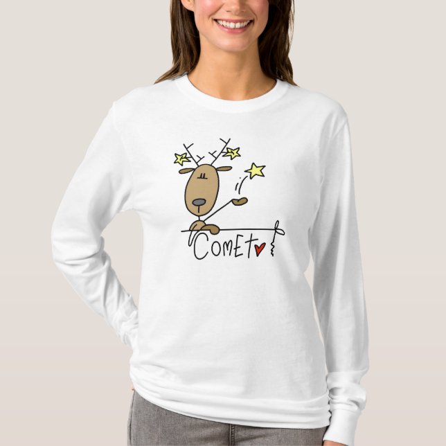 T-shirts et cadeaux de Noël de renne de comète (Devant)