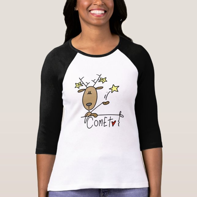 T-shirts et cadeaux de Noël de renne de comète (Devant)