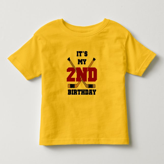T-shirts et cadeaux du 2e anniversaire de hockey (Devant)