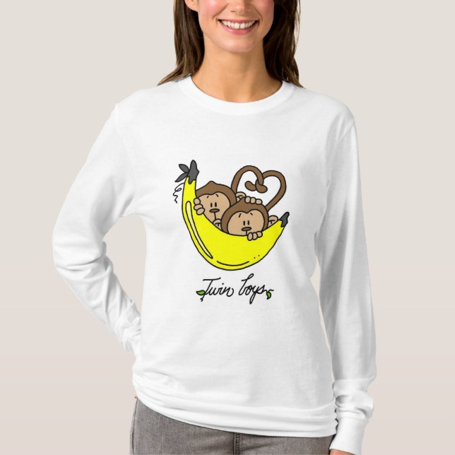T-shirts et cadeaux jumeaux de garçons de singes (Devant)