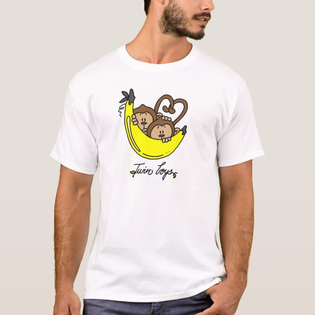 T-shirts et cadeaux jumeaux de garçons de singes (Devant)
