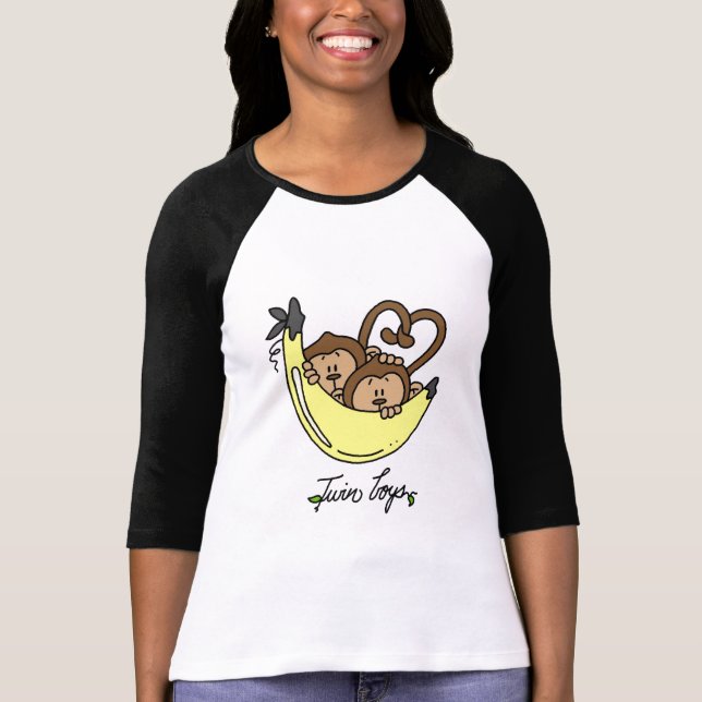 T-shirts et cadeaux jumeaux de garçons de singes (Devant)
