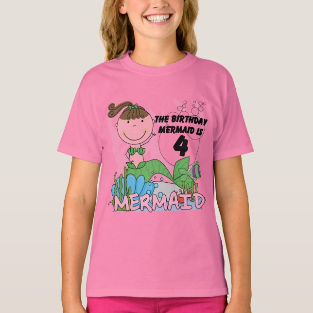 T-shirts et cadeaux Mermaid 4th Birthday (Devant)
