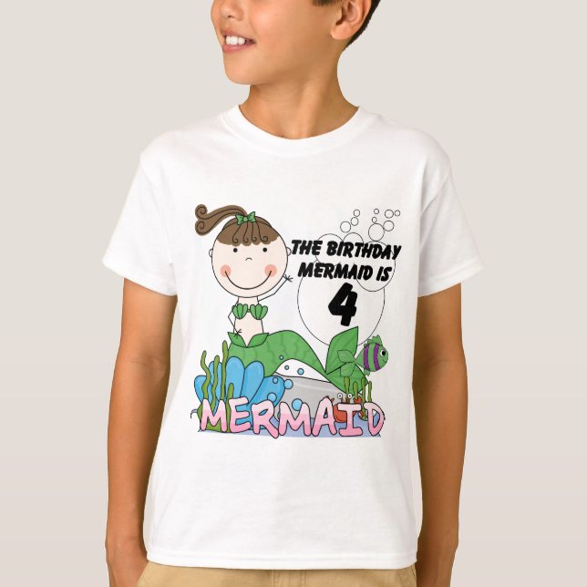 T-shirts et cadeaux Mermaid 4th Birthday (Devant)