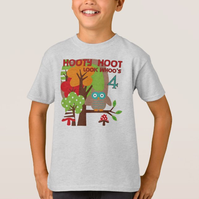 T-shirts et cadeaux Owl 4th Birthday (Devant)