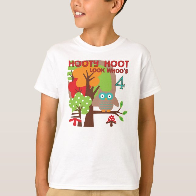 T-shirts et cadeaux Owl 4th Birthday (Devant)