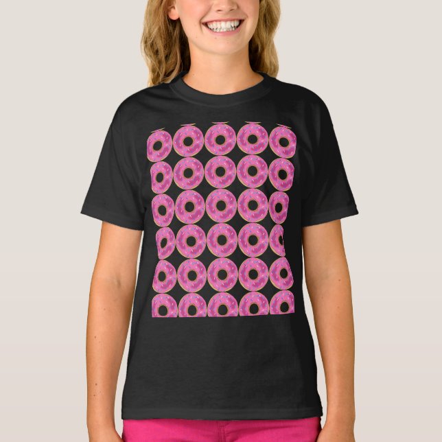 T-shirts Filles Enfants Funny Pink Donuts (Devant)