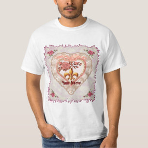 T-shirts Fleur De Lis Lacy Heart personnalisés