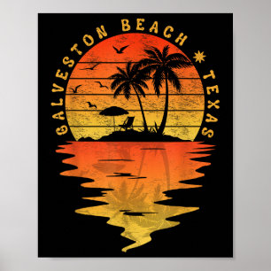 T-Shirts für Familienurlaub Texas Galveston Beach  Poster